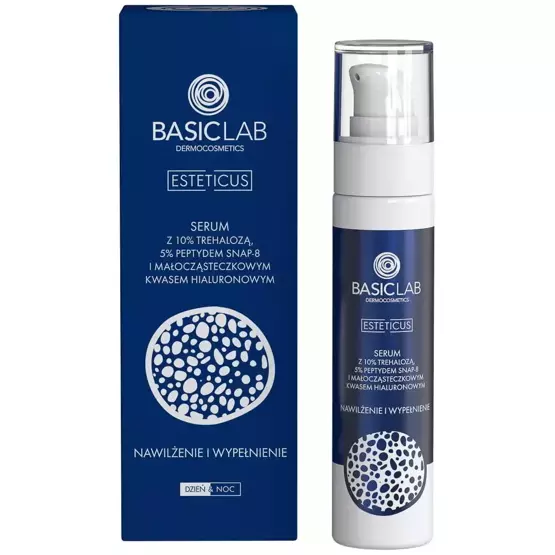 BasicLab Активна сироватка з 10% трегалози, 5% пептиду SNAP-8 та низькомолекулярної гіалуронової кислоти 50 мл